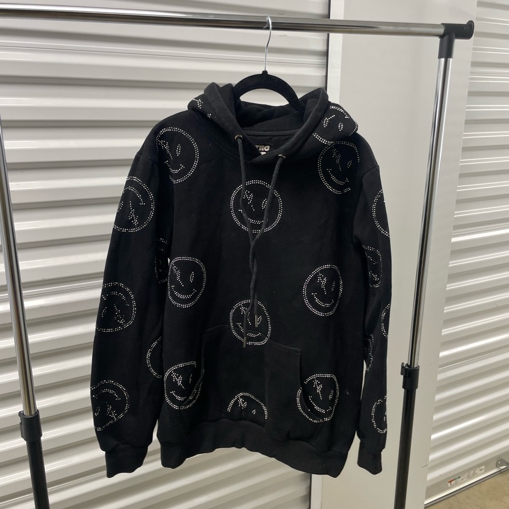 Retrovert Black Smiley Hoodie